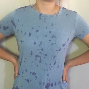 Blue t shirt with purple splots